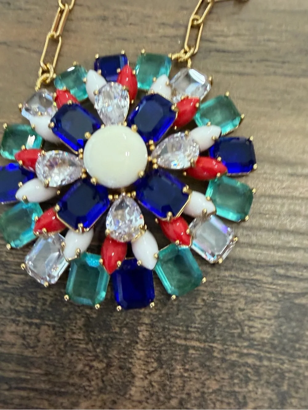Kate Spade Firework Floral Gemburst Pendant Necklace - Gold Tone New with Tags